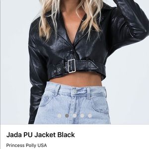 NEW WITH TAGS princess polly black faux leather cropped top size xs/s
